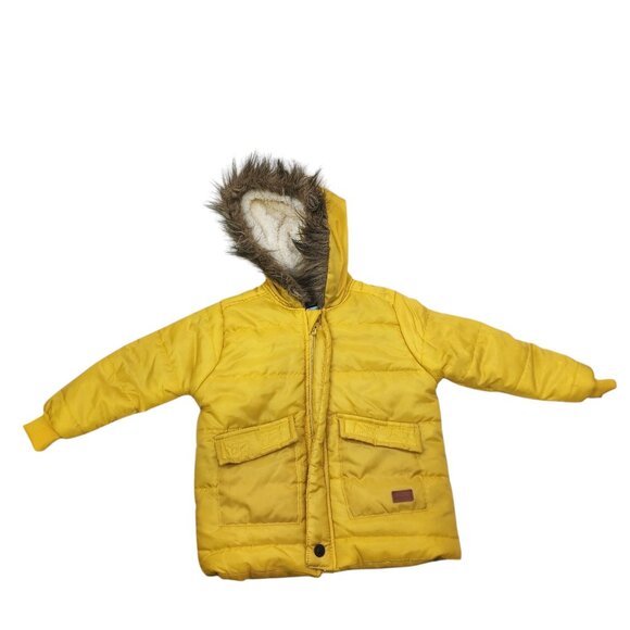 7 For All Mankind Toddler Yellow Winter Puffer Coat With Faux Fur Hood 3T NWOT - Picture 10 of 10